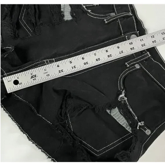 Carmar Shorts Womens 25 Black High Rise Distressed Denim Cutoff Made USA 0115228 - Picture 6 of 8